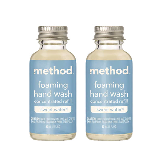 Method Refill + Reuse Foaming Hand Soap Refill, Sweetwater, 1 oz Refill Bottle, 2/Pack (356011)