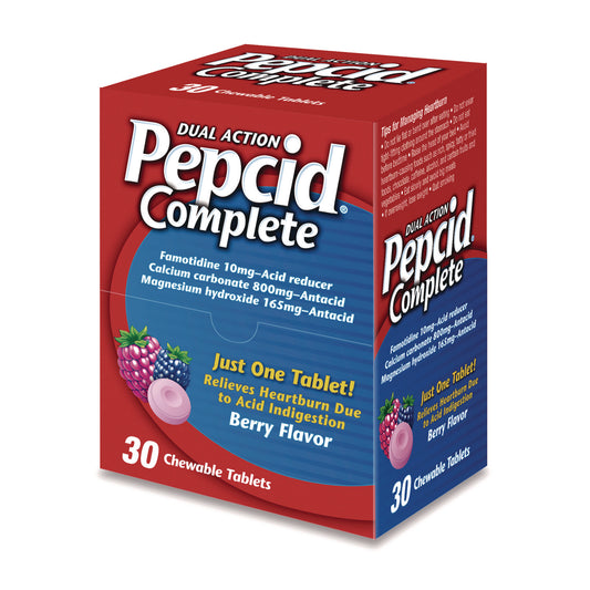 Pepcid Complete Dual-Action Antacid, Berry Flavor, 30/Box (64228)