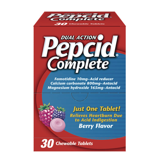 Pepcid Complete Dual-Action Antacid, Berry Flavor, 30/Box (64228)