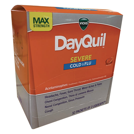 DayQuil Severe Cold and Flu Relief LiquiCaps, 2 LiquiCaps/Packet, 32 Packets/Box (04263)