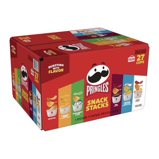 Pringles Snack Stack Variety Pack Crisps, (6) 0.67 and (21) 0.74 oz/Tubs, 27/Carton (KEE18263)