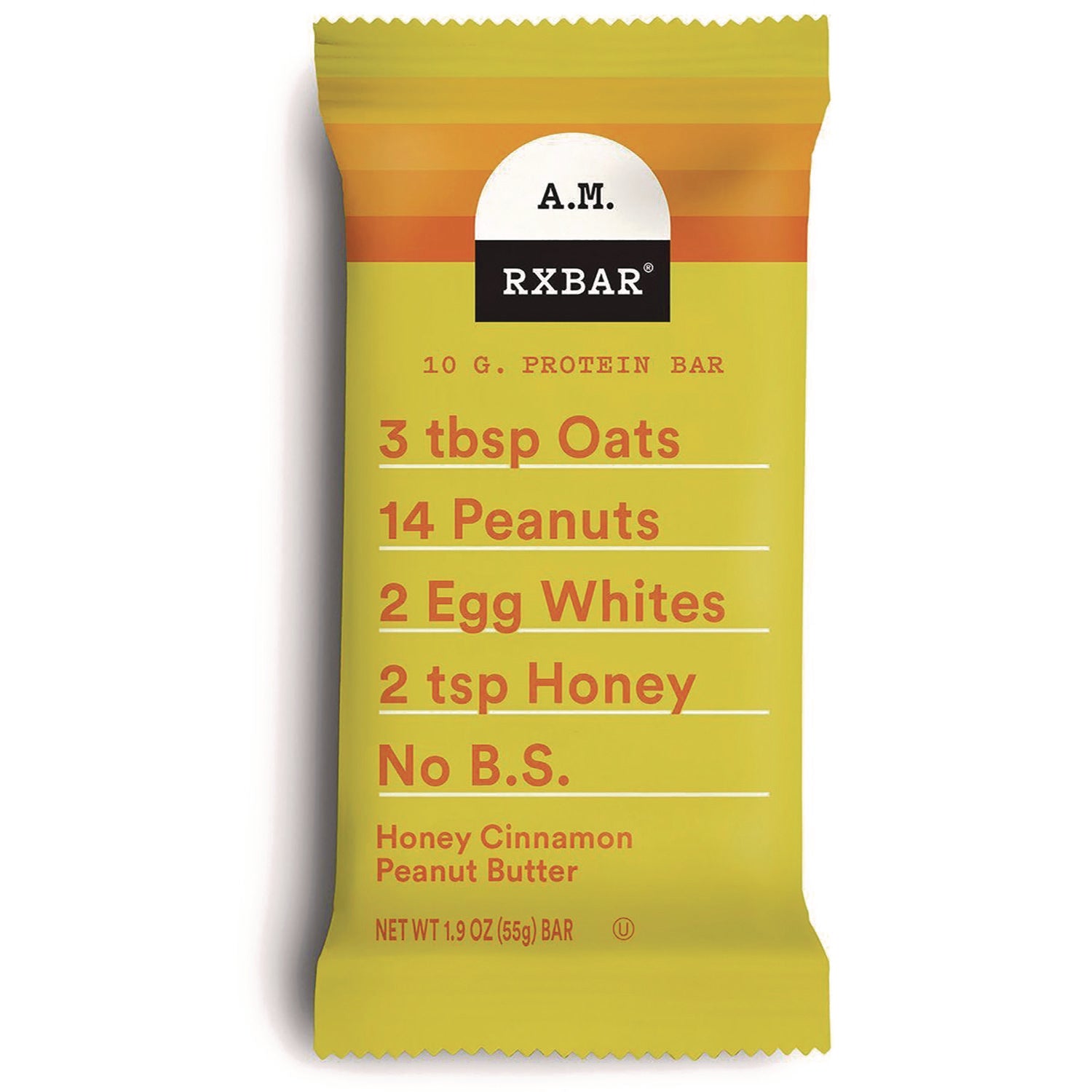 A.M. RXBAR Gluten-Free Honey Cinnamon Peanut Butter Protein Bar, 1.9 oz Bar, 12/Box (KEE00533)