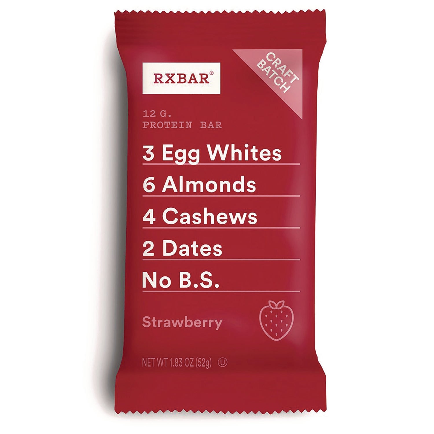 RXBAR Gluten-Free Strawberry Protein Bar, 1.83 oz Bar, 12/Box (KEE00580)