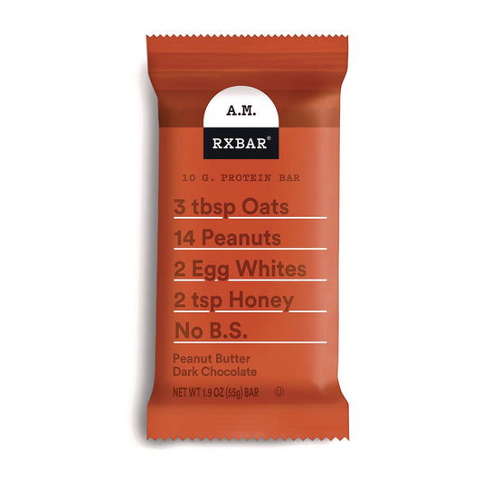 A.M. RXBAR Gluten-Free Peanut Butter Dark Chocolate Protein Bar, 1.9 oz Bar, 12/Box (KEE00718)