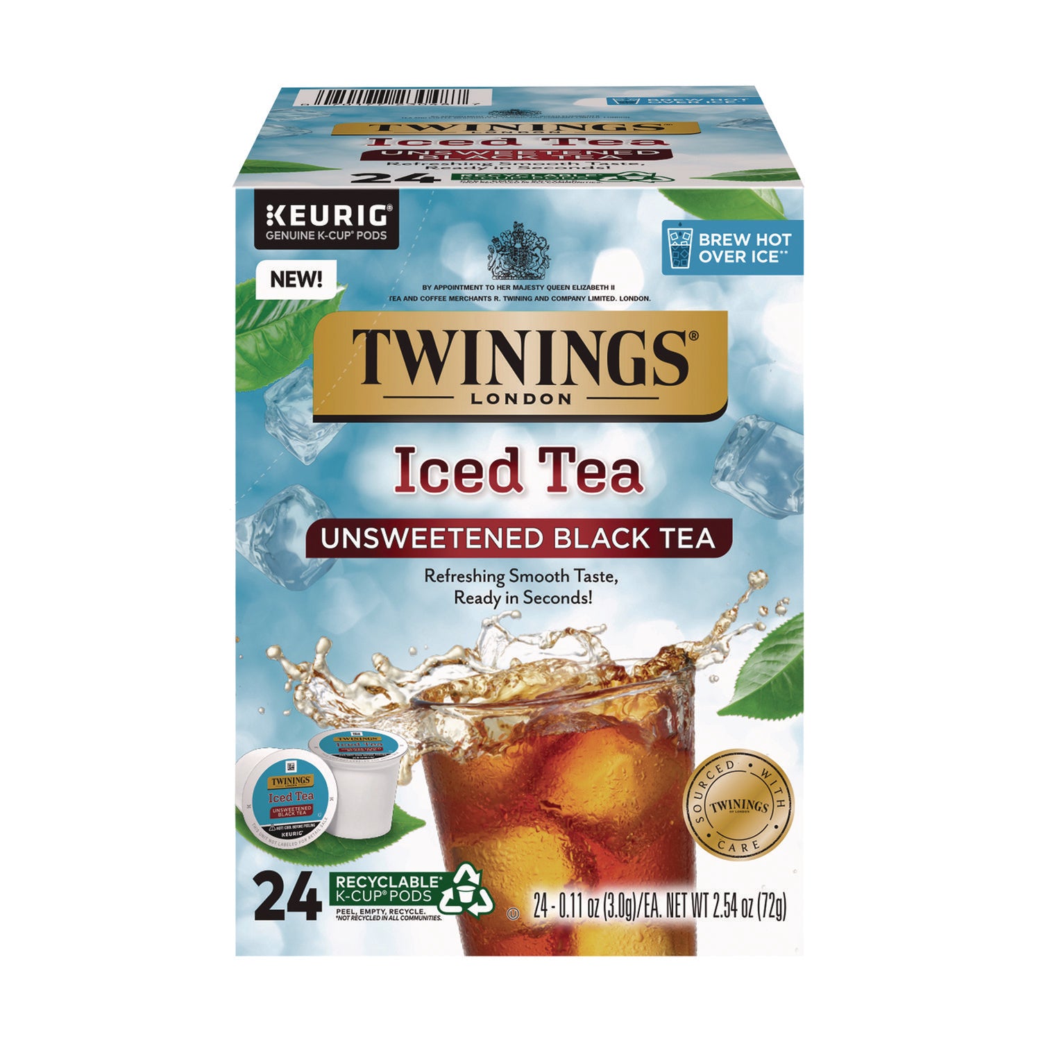 TWININGS Iced Tea K-Cups, Unsweetened Black, 24/Box (TNA23048)