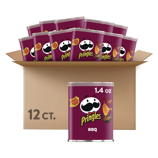 Pringles Grab and Go BBQ Crisps, 1.4 oz Can, 12/Carton (KEE18372)