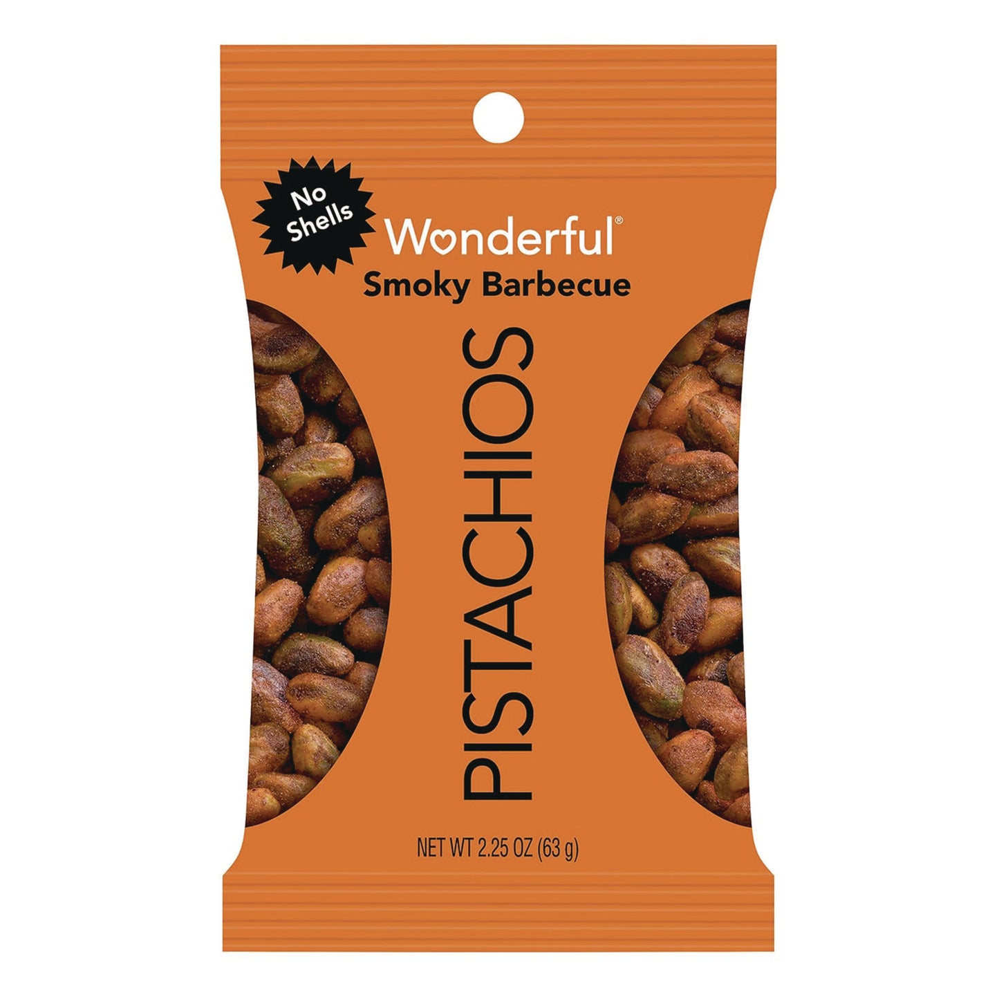 Wonderful No Shells Smoky Barbecue Pistachios, 2.25 oz Pack, 8/Box (PAR70031)