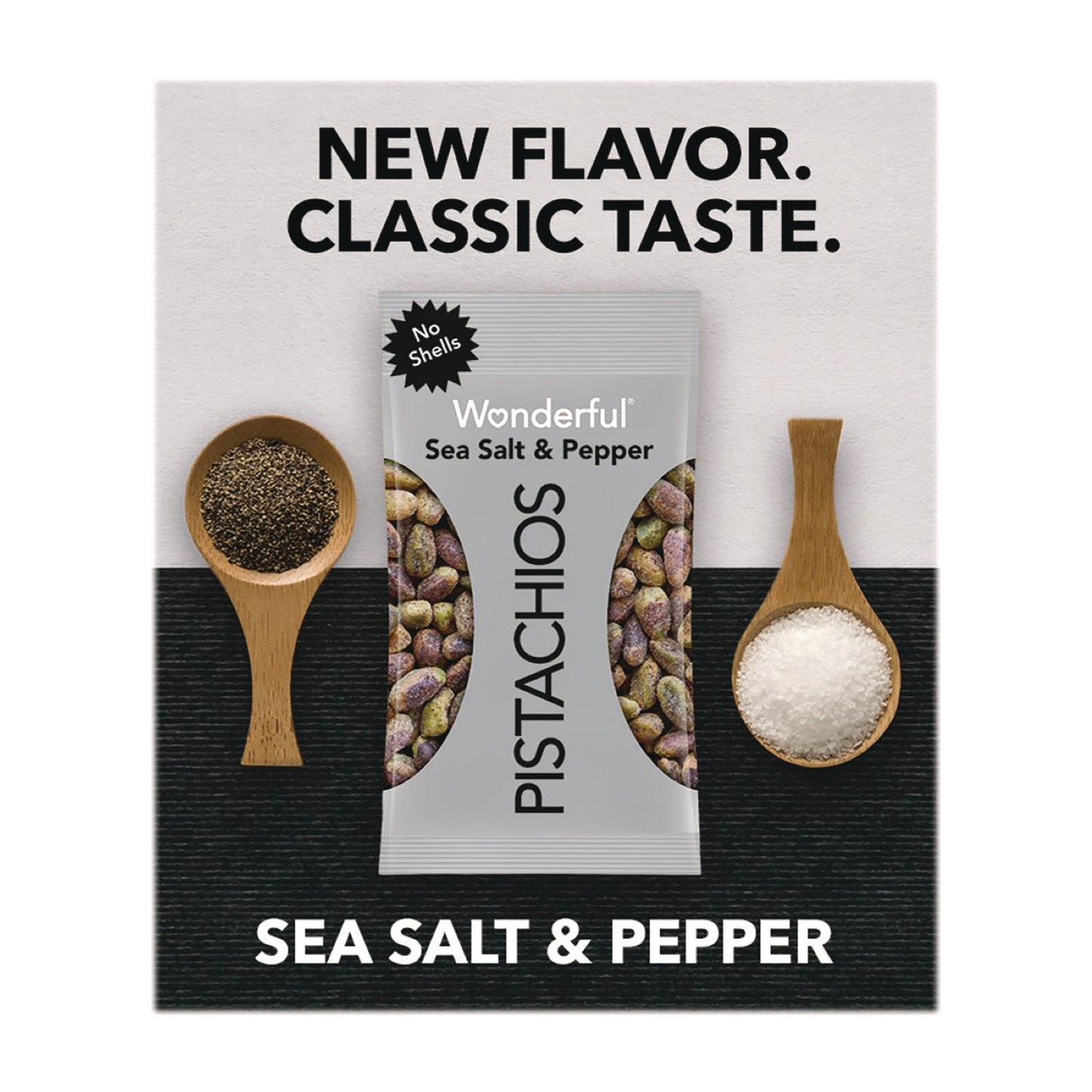 Wonderful No Shells Sea Salt and Pepper Pistachios, 2.25 oz Pack, 8/Box (PAR70144)