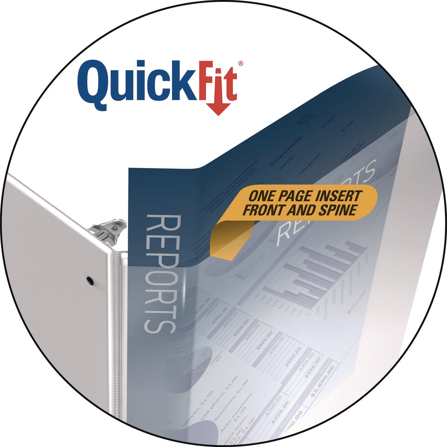 Stride QuickFit D-Ring View Binder, 3 Rings, 2" Capacity, 11 x 8.5, White (87030)