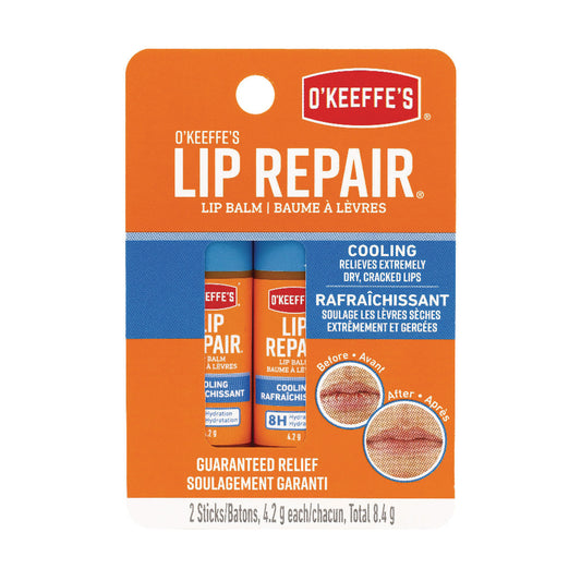 O'Keeffe's Lip Repair Cooling Lip Balm, 0.15 oz Stick, 2/Pack (K1710402)