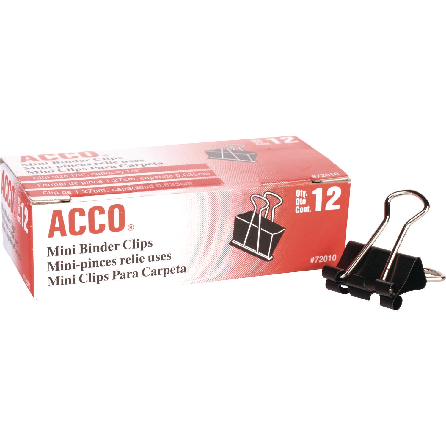 Acco Binder Clips, Mini, Black/Silver, Dozen (72010)