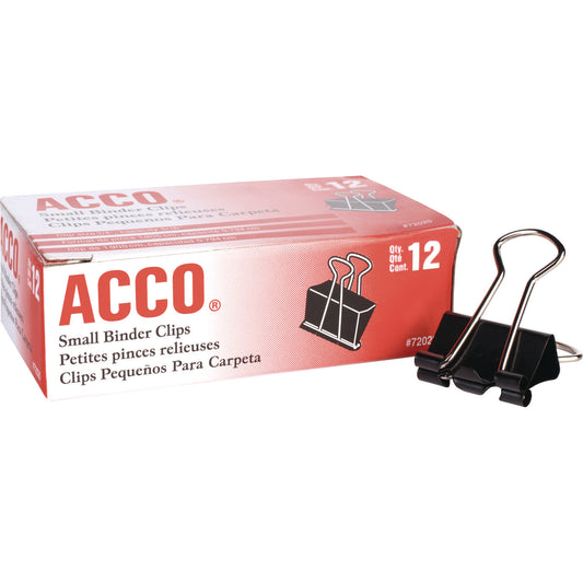 Acco Binder Clips, Small, Black/Silver, Dozen (72020)