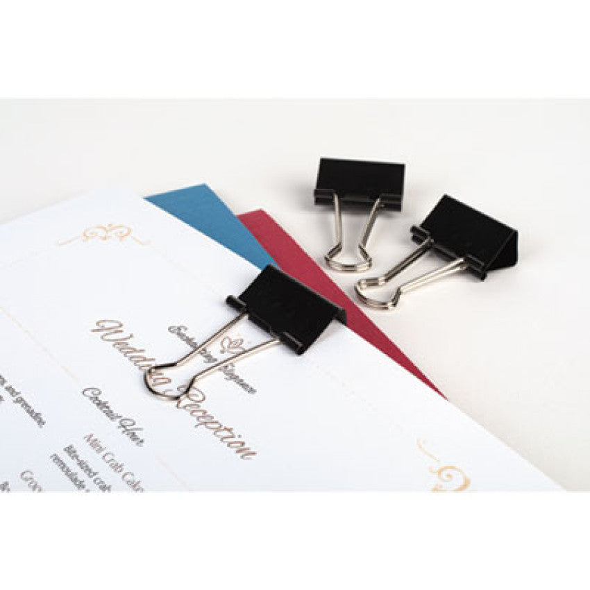 Binder Clips, Medium, Black/Silver, Dozen