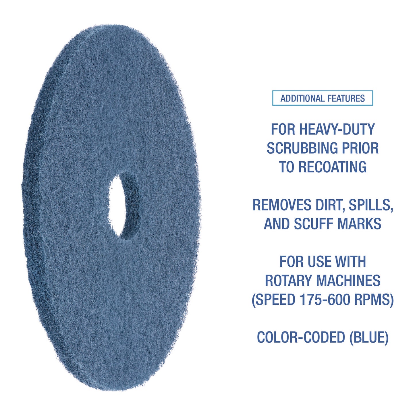 Boardwalk Scrubbing Floor Pads, 14" Diameter, Blue, 5/Carton (4014BLU)