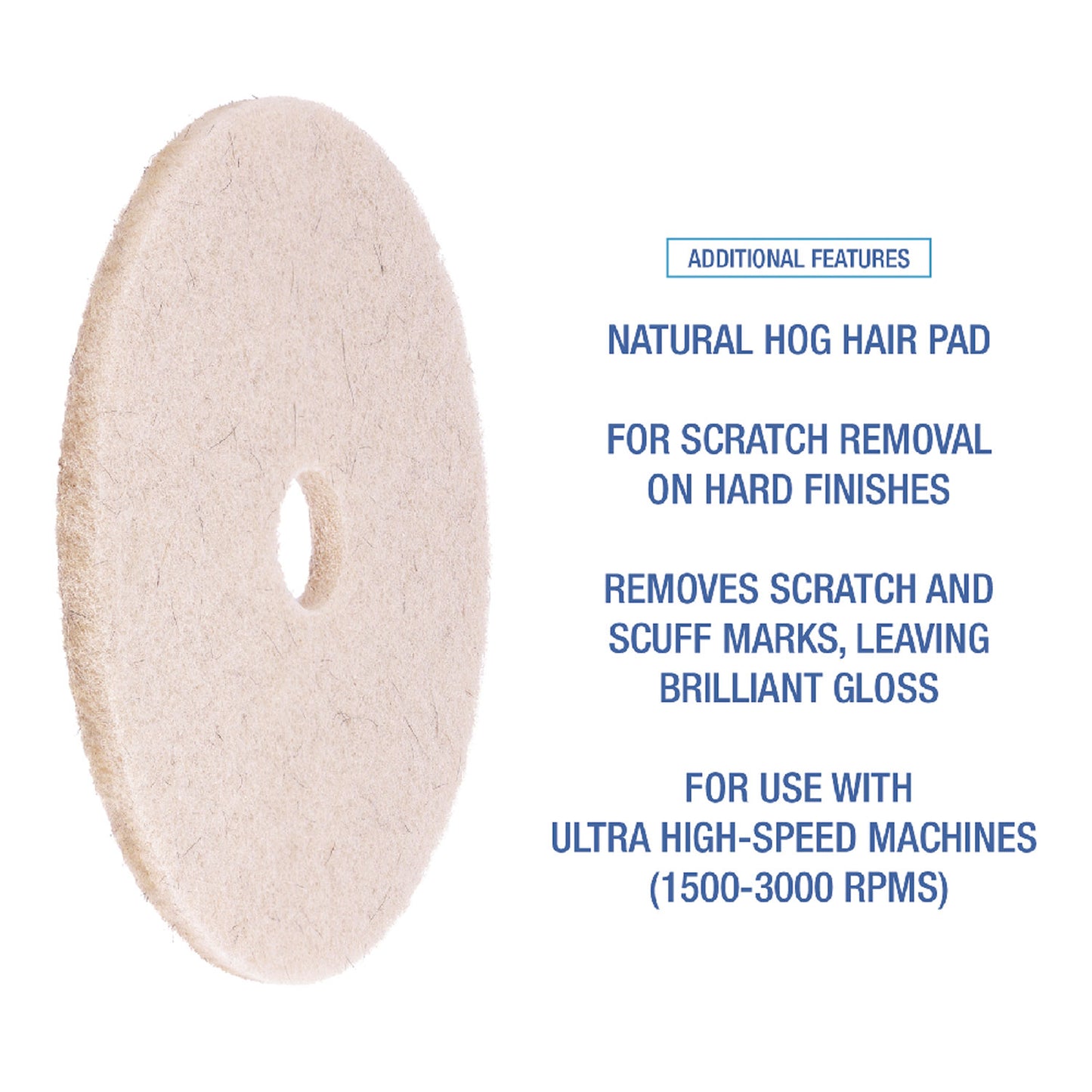 Boardwalk Natural Hog Hair Burnishing Floor Pads, 17" Diameter, Tan, 5/Carton (4017NHE)