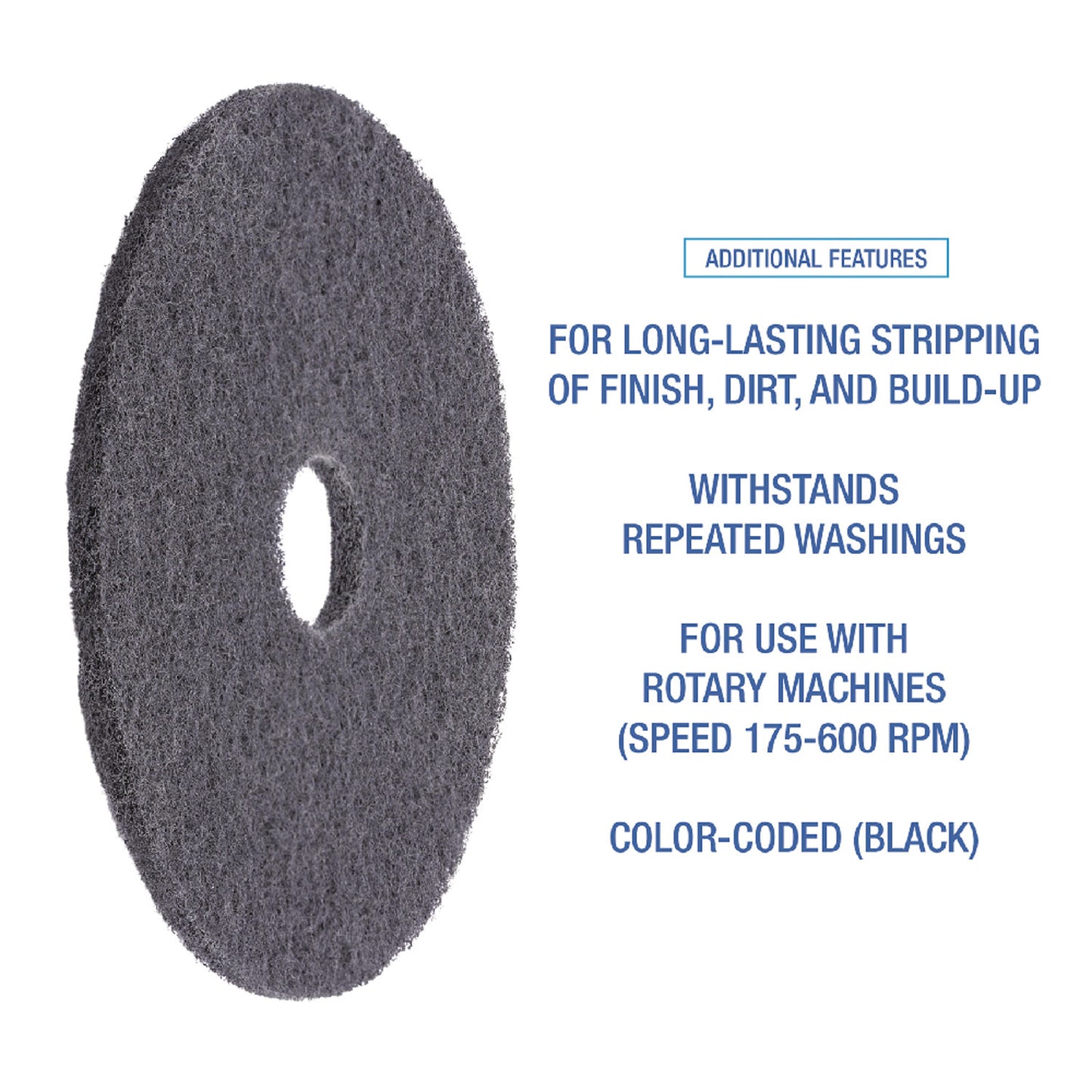 Boardwalk High Performance Stripping Floor Pads, 19" Diameter, Black, 5/Carton (4019HIP)