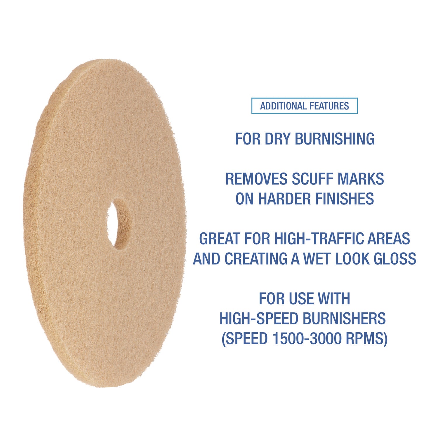 Boardwalk Burnishing Floor Pads, 19" Diameter, Tan, 5/Carton (4019ULT)