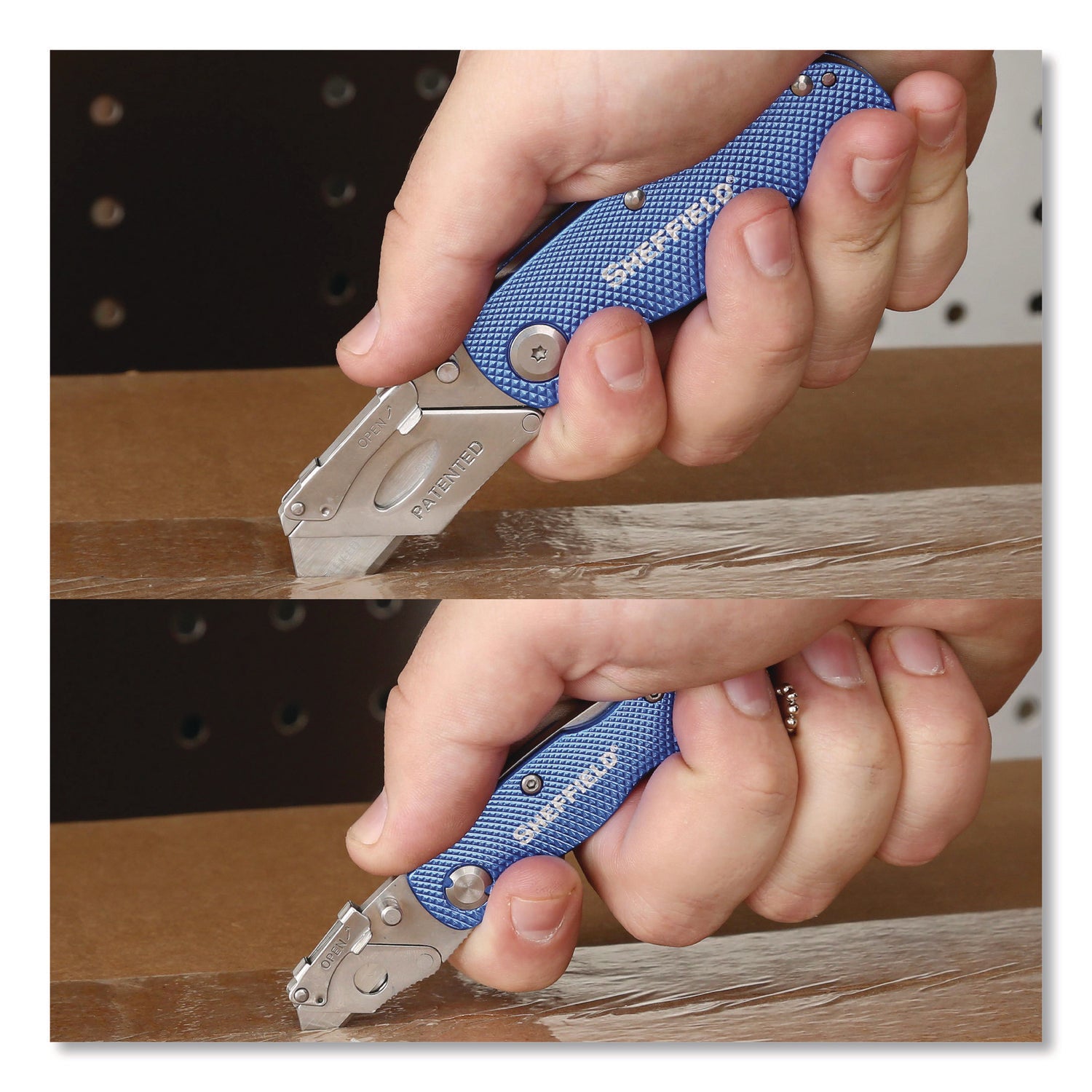 Sheffield Folding Lock Back Utility Knife Set, 1 Standard, 1 Mini, Blue (12117)