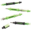 OEMTOOLS 6-Way Pen-Style Screw/Nut Driver, Phillips/Slotted Bits, Metric Sockets, 5.38" Long, Black/Green, Green/Clear, 4/Pack (22537)