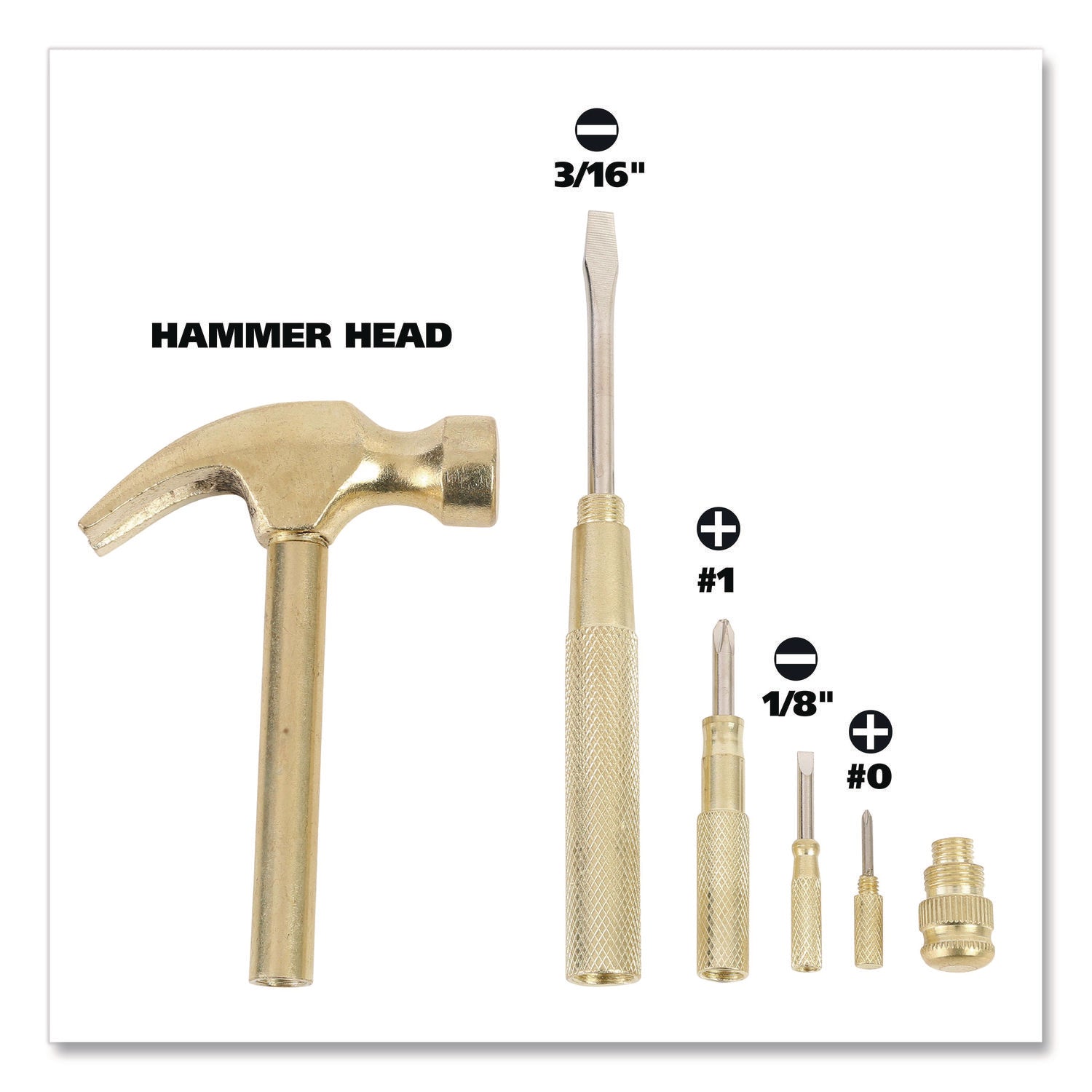 Great Neck 5-in-1 Carpenter's Hammer with Nesting Handle Containing Four Screwdrivers, 6.5" Long Gold Handle (19006)