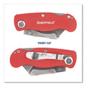 Sheffield Quick Change Lock Back Utility Knife, 1.25" Blade, 3.5" Aluminum Handle, Red (12614)