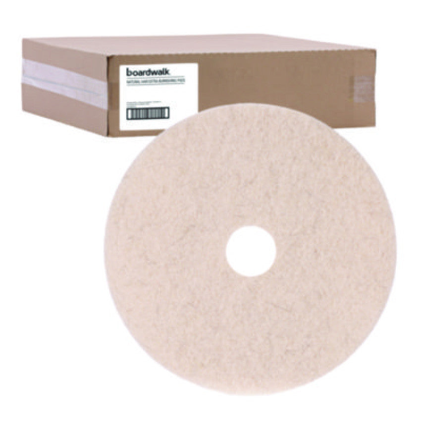 Natural Hog Hair Burnishing Floor Pads, 19" Diameter, Tan, 5/Carton