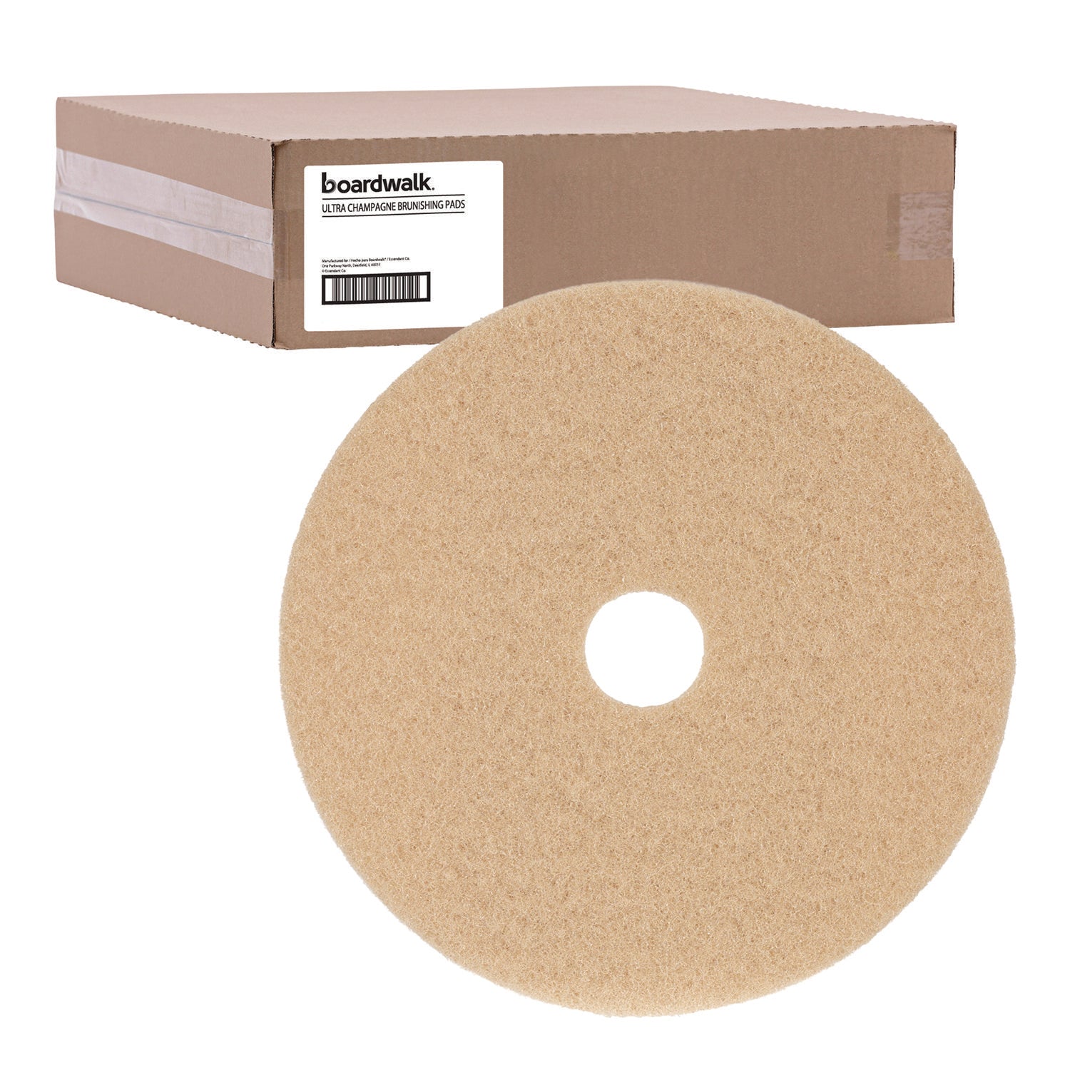 Boardwalk Burnishing Floor Pads, 19" Diameter, Tan, 5/Carton (4019ULT)