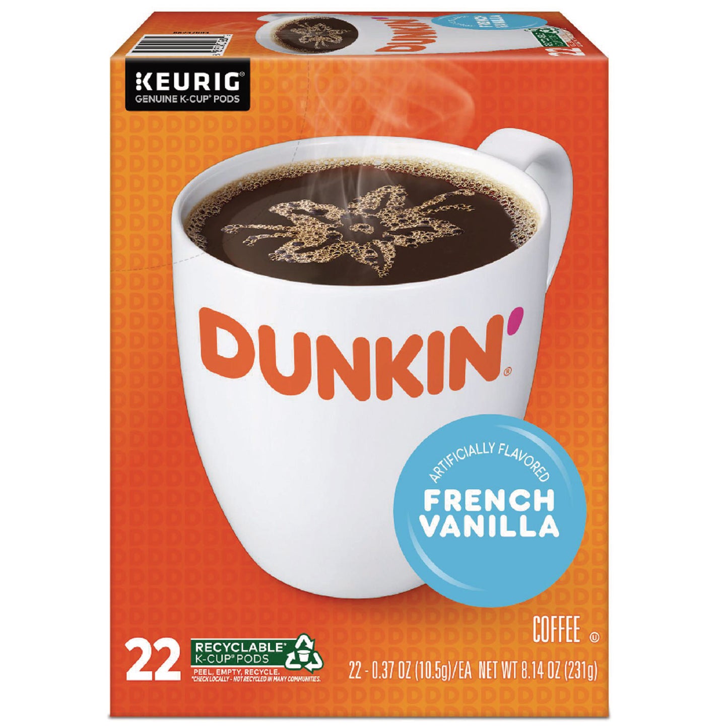 Dunkin Donuts K-Cup Pods, French Vanilla, 22/Box (1268)