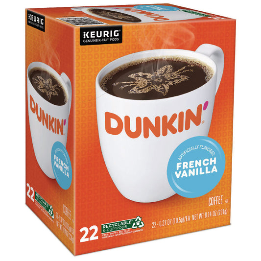 Dunkin Donuts K-Cup Pods, French Vanilla, 22/Box (1268)