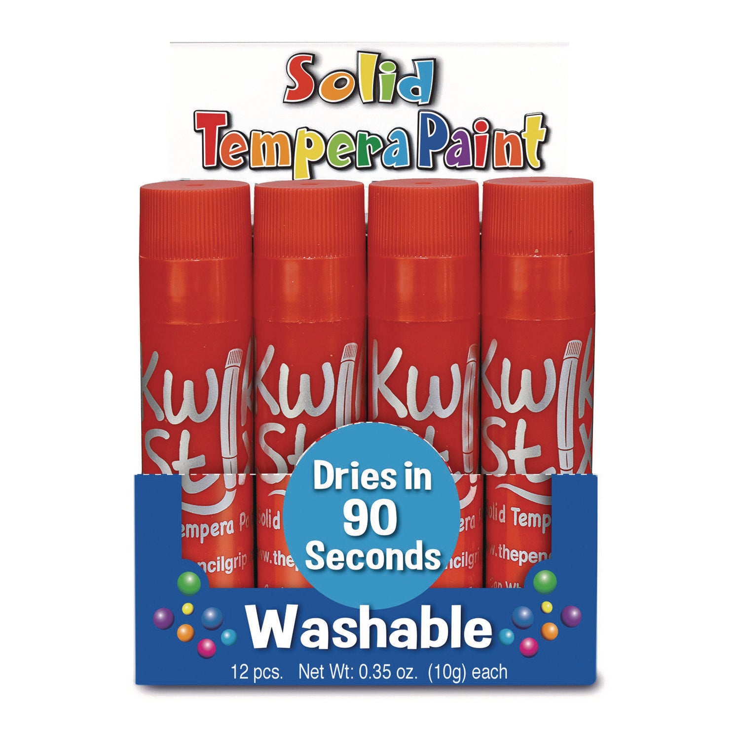 The Pencil Grip Kwik Stix Single Color Pack, 0.7" x 3.5", Red, 12/Pack, 12 Packs/Carton (6002012)