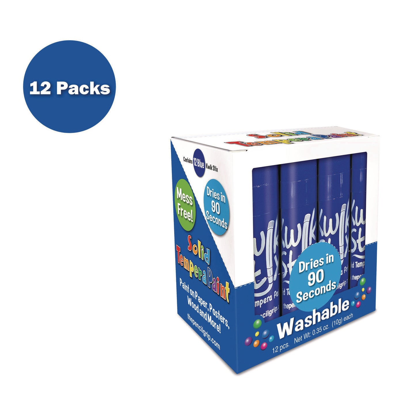 The Pencil Grip Kwik Stix Single Color Pack, 0.7" x 3.5", Blue, 12/Pack, 12 Packs/Carton (6003012)