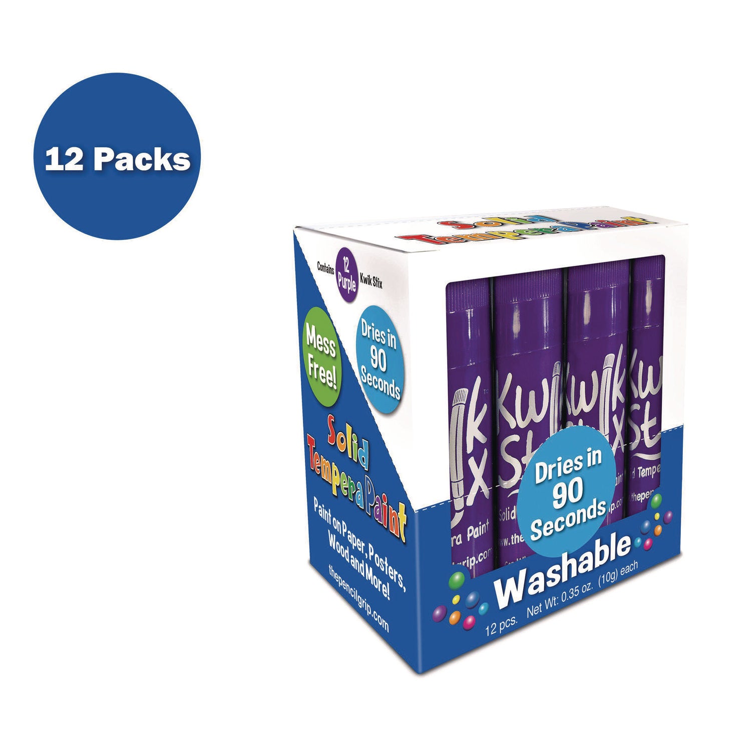 The Pencil Grip Kwik Stix Single Color Pack, 0.7" x 3.5", Purple, 12/Pack, 12 Packs/Carton (6005012)