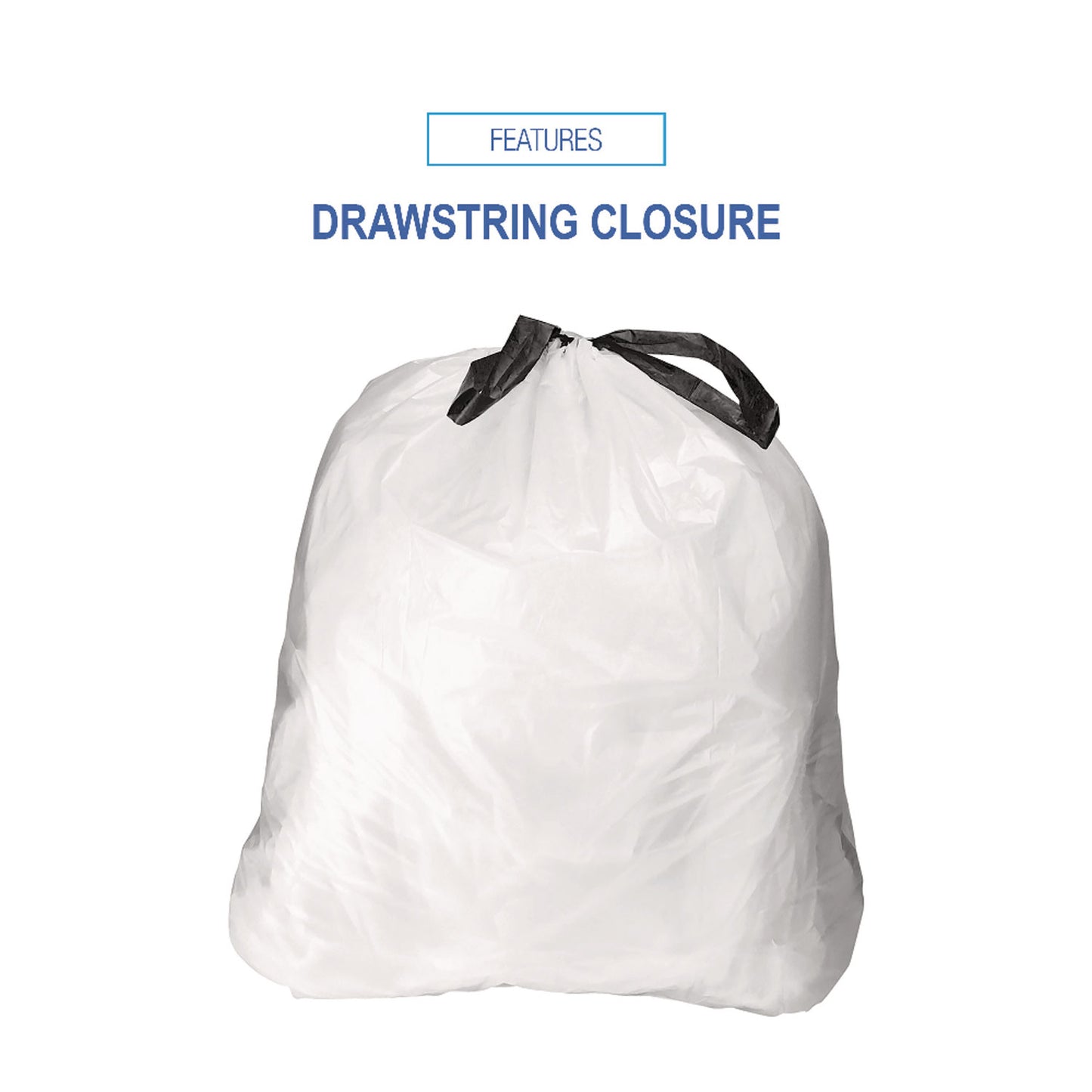 Boardwalk Drawstring Kitchen Bags, Drawstring, 13 gal, 24" x 28", White, 50 Bags/Roll, 2 Rolls/Carton (1DK100)