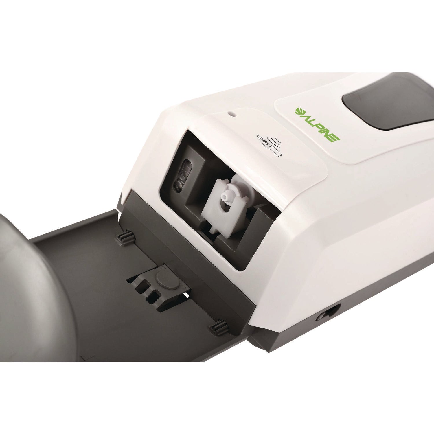 Alpine Wall Mount Automatic Foam Hand Sanitizer Soap Dispenser with Drip Tray, 40 oz, 4.48 x 6 x 18.1, White (ALP430FT)