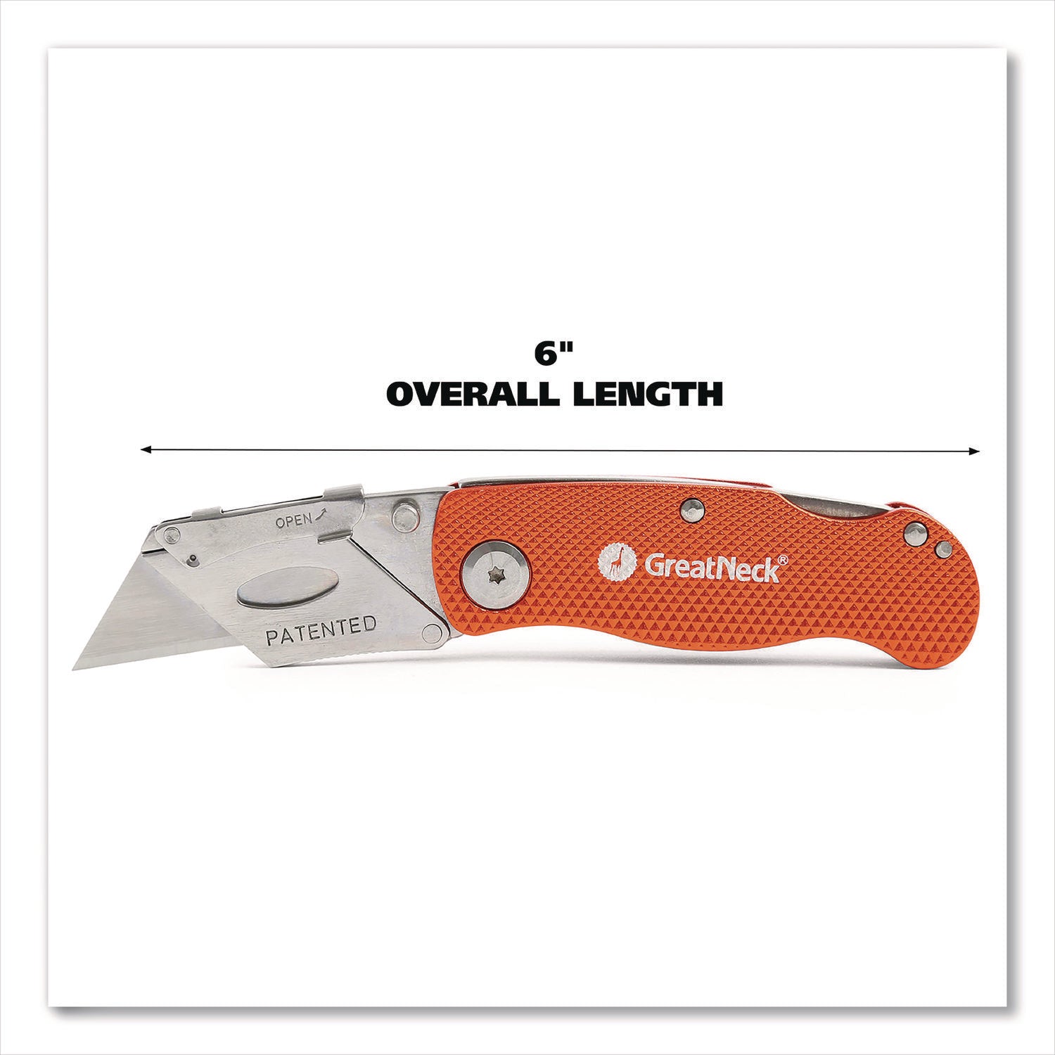 Great Neck Quick Change Lock Back Utility Knife, 3.5" Aluminum Handle, Orange (74201)