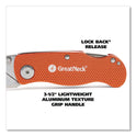 Great Neck Quick Change Lock Back Utility Knife, 3.5" Aluminum Handle, Orange (74201)