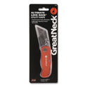 Great Neck Quick Change Lock Back Utility Knife, 3.5" Aluminum Handle, Orange (74201)