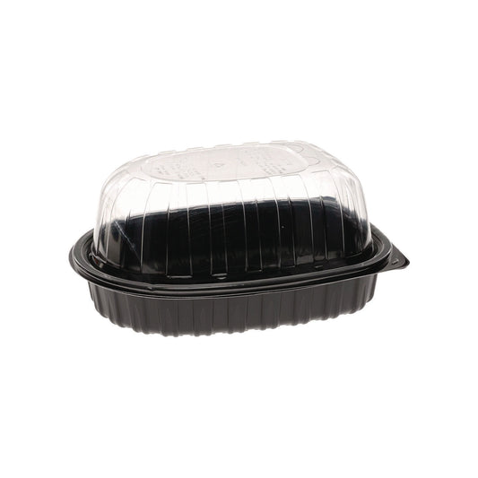 Pactiv MealMaster Chicken Roaster Base/Lid, 10 x 7.5 x 4, Black/Clear Plastic, 110/Carton (YCNC600700DZ)