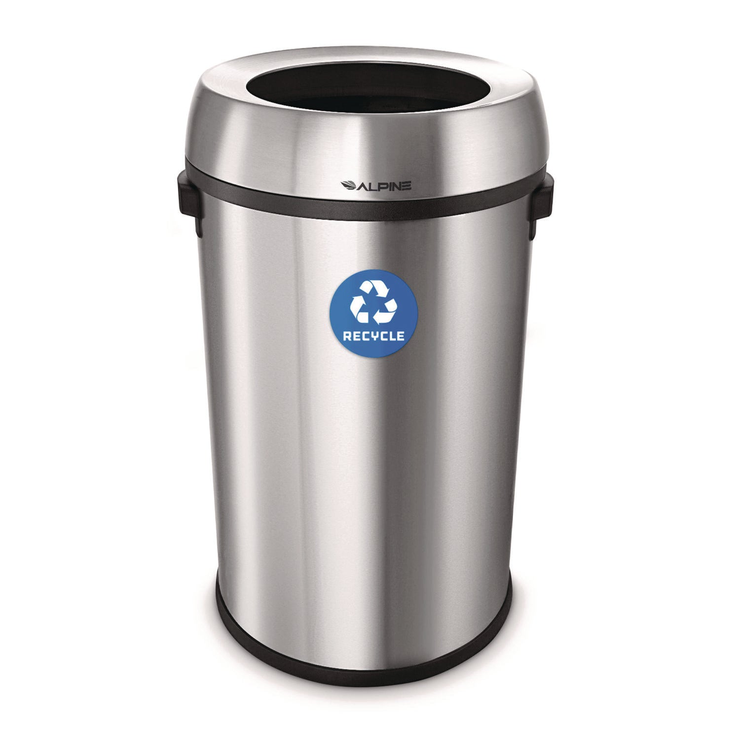 Alpine 17 Gallon Stainless Steel Open Top Recycling Bin Receptacle (ALP47065LR)