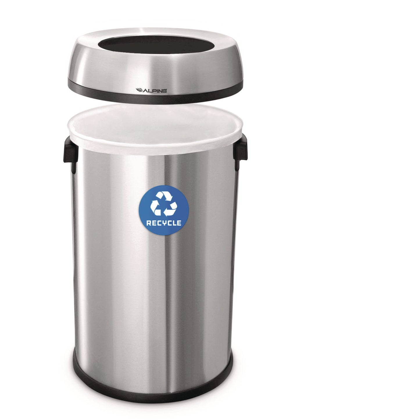 Alpine 17 Gallon Stainless Steel Open Top Recycling Bin Receptacle (ALP47065LR)