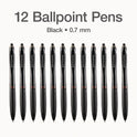TOPS PENTONIC Retractable Ballpoint Pen, Fine 0.7 mm, Black Ink, Black Barrel, 12/Pack (12120)