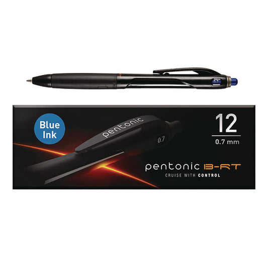 TOPS PENTONIC Retractable Ballpoint Pen, Fine 0.7 mm, Blue Ink, Blue Barrel, 12/Pack (12123)