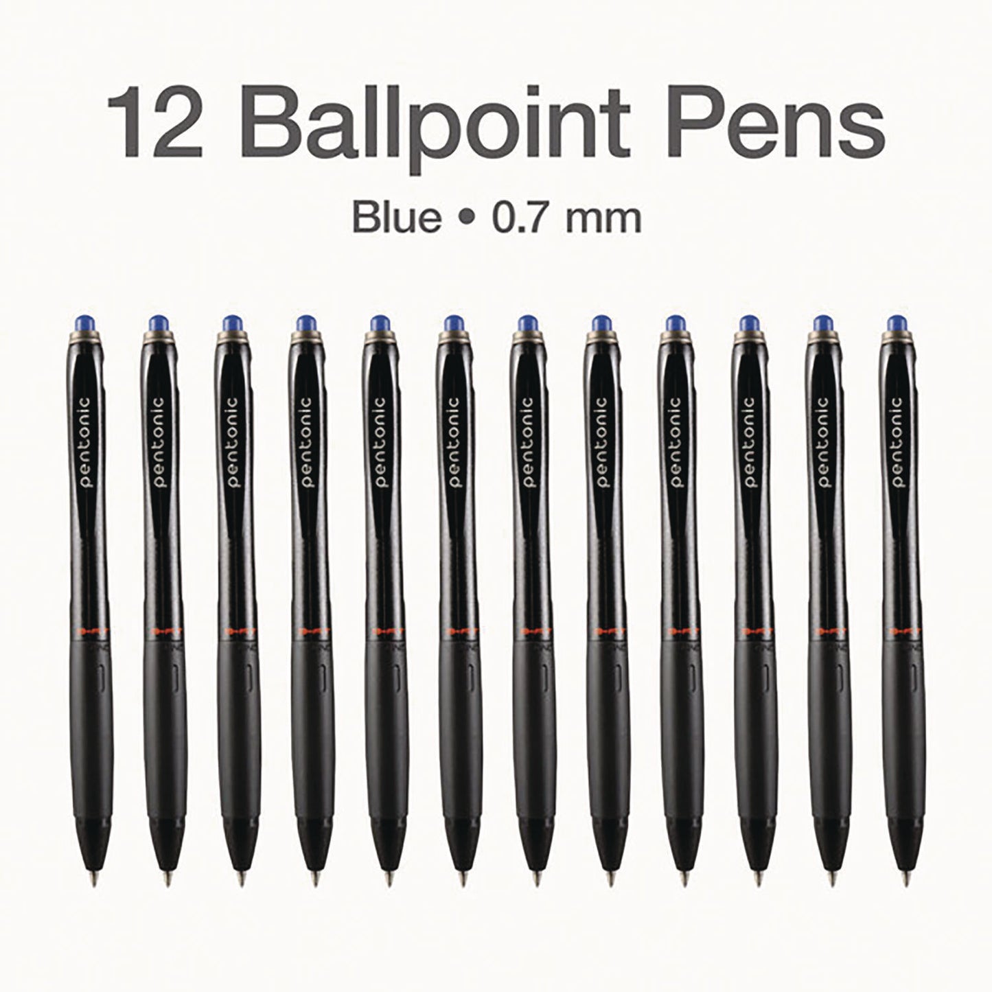 TOPS PENTONIC Retractable Ballpoint Pen, Fine 0.7 mm, Blue Ink, Blue Barrel, 12/Pack (12123)