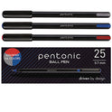 TOPS PENTONIC Fine Point Ballpoint Pens, 0.7 mm, Assorted Ink Colors, Black Barrel, 25/Pack (12126)