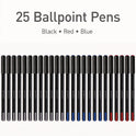 TOPS PENTONIC Fine Point Ballpoint Pens, 0.7 mm, Assorted Ink Colors, Black Barrel, 25/Pack (12126)