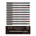 TOPS PENTONIC Medium Point Ballpoint Pen, 1 mm, Assorted Ink Colors, Charcoal Gray Barrel, 25/Pack (12127)