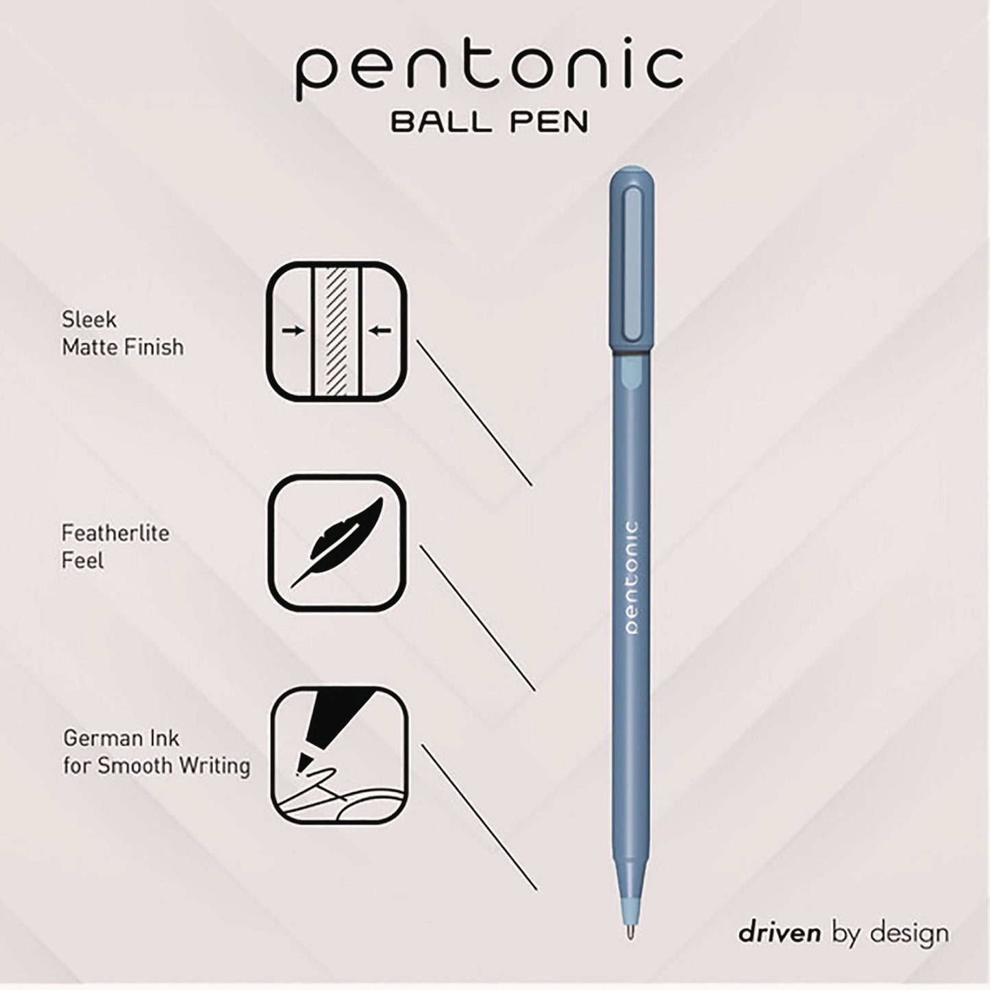 TOPS PENTONIC Frost Pen, Stick, Fine 0.7 mm, Blue Ink, Frosted Blue Barrel, 10/Pack (13085)