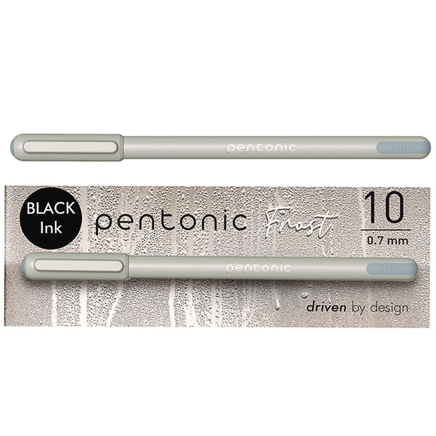 TOPS PENTONIC Frost Pen, Stick, Fine 0.7 mm, Black Ink, Pale Gray Barrel, 10/Pack (13086)