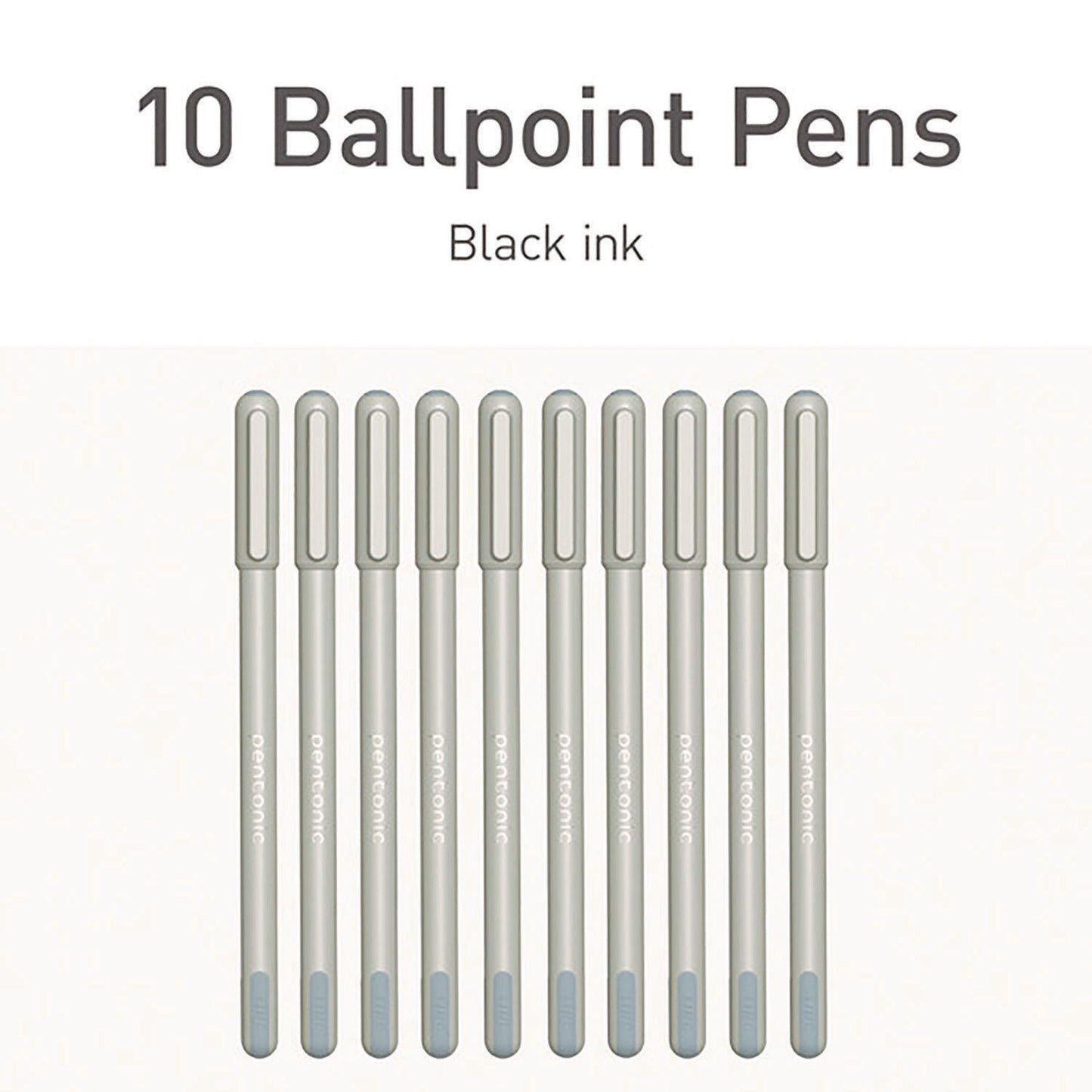 TOPS PENTONIC Frost Pen, Stick, Fine 0.7 mm, Black Ink, Pale Gray Barrel, 10/Pack (13086)