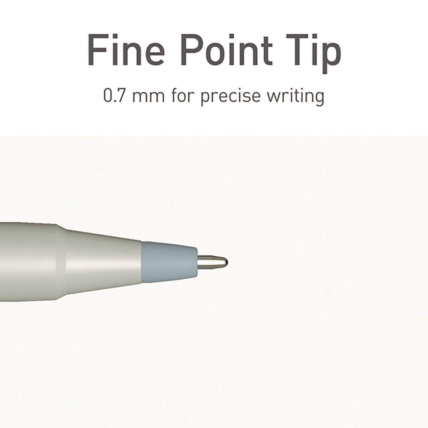 TOPS PENTONIC Frost Pen, Stick, Fine 0.7 mm, Black Ink, Pale Gray Barrel, 10/Pack (13086)